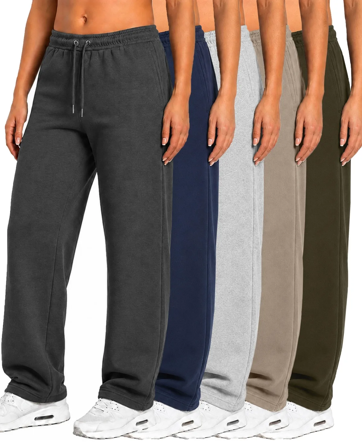 Loose-Fit Open-Bottom Tech Fleece Sweatpants, 5-Pack by Blu Rock