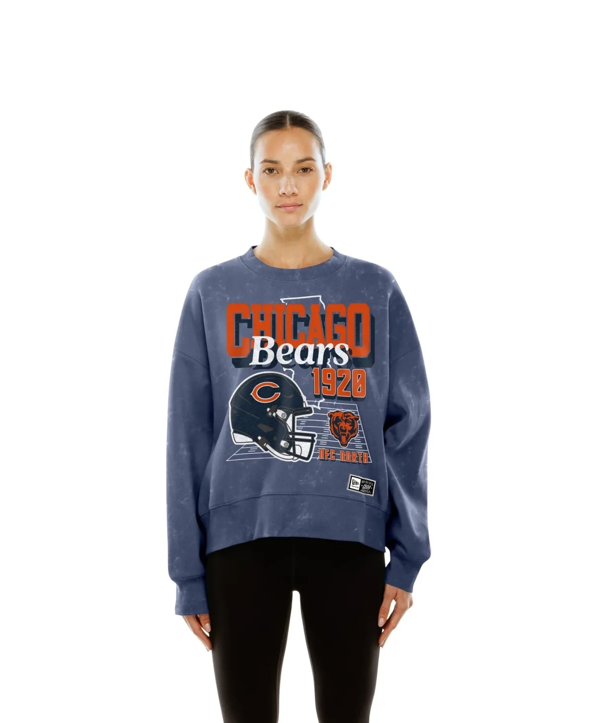 Chicago Bears Throwback Mineral Wash Boxy Fleece Crewneck Sweatshirt