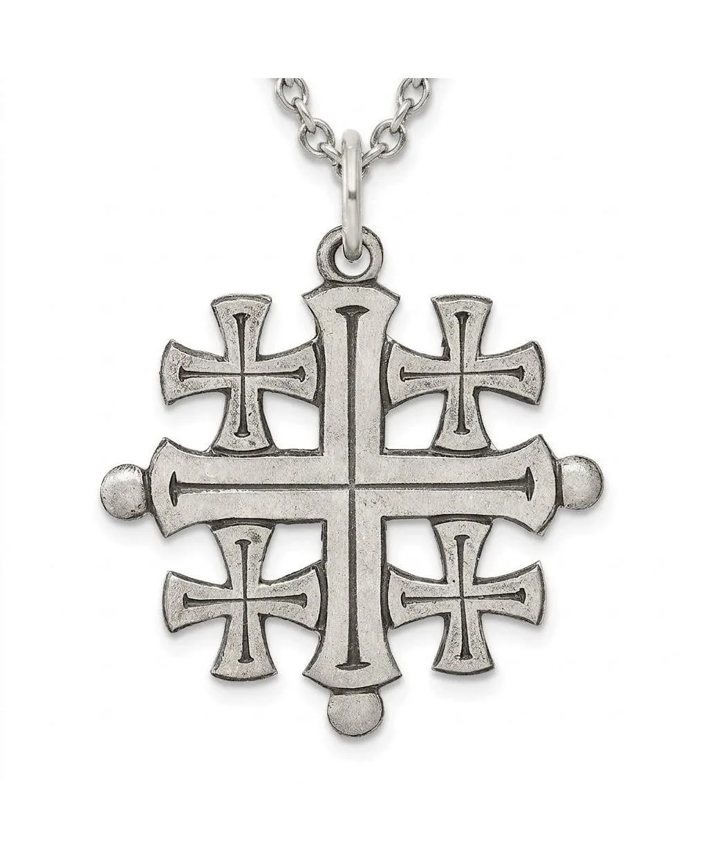 Antiqued Sterling Silver Jerusalem Cross Pendant by Curata