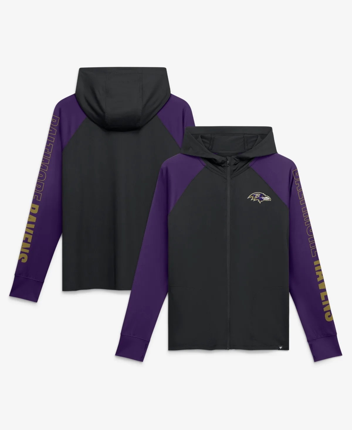 Baltimore Ravens Cornerback Blitz Raglan Full-Zip Hoodie by Fanatics