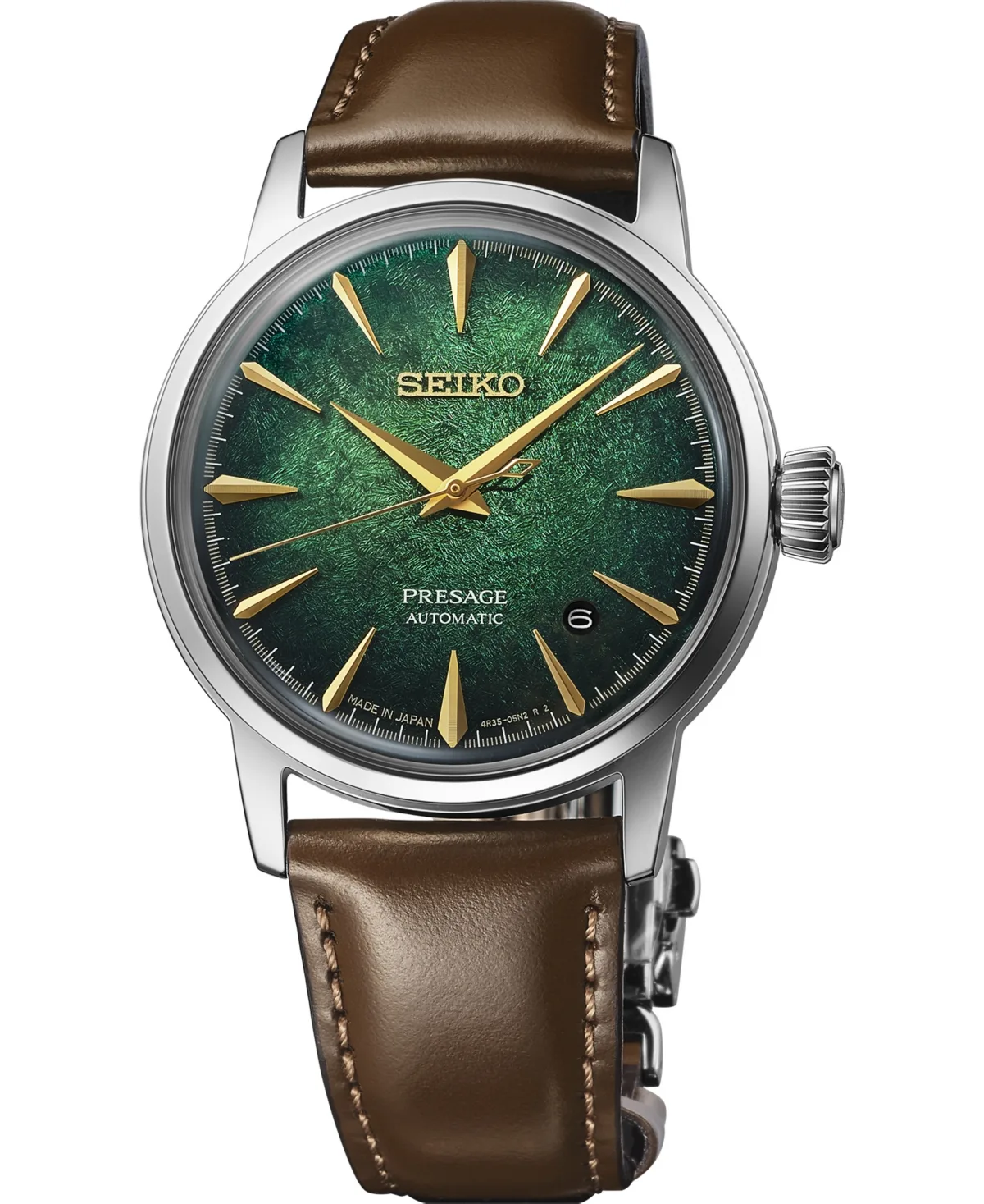 Presage Cocktail Time Green Leather Strap Watch 38.5mm by Seiko