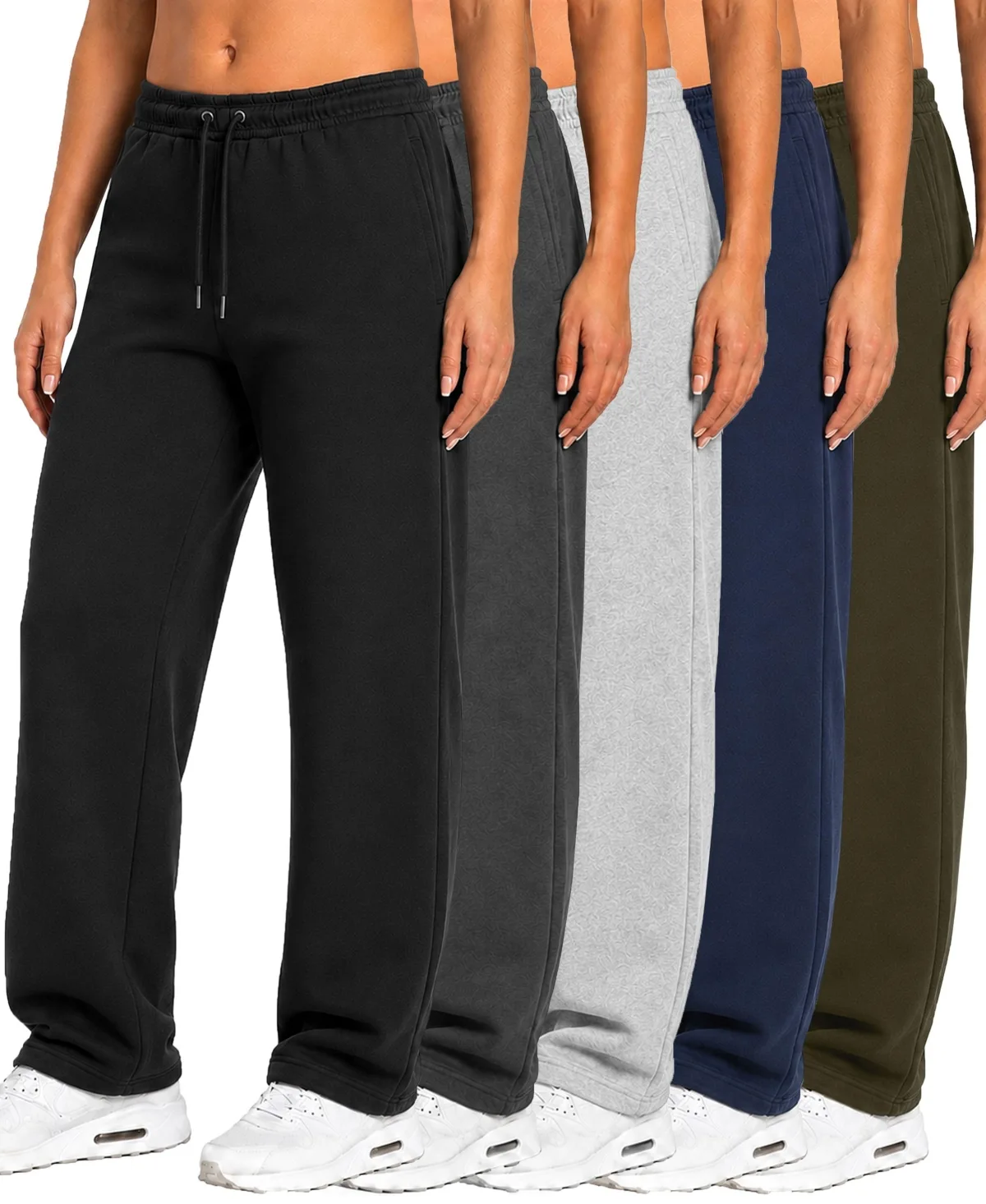 Loose-Fit Open-Bottom Tech Fleece Sweatpants, 5-Pack by Blu Rock