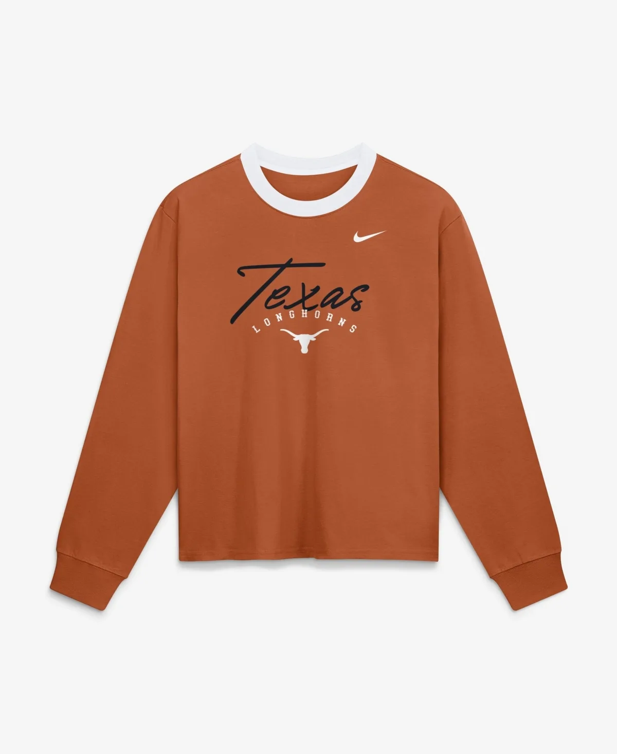 Texas Longhorns Texas Orange Ringer Boxy Long-Sleeve T-Shirt by Nike