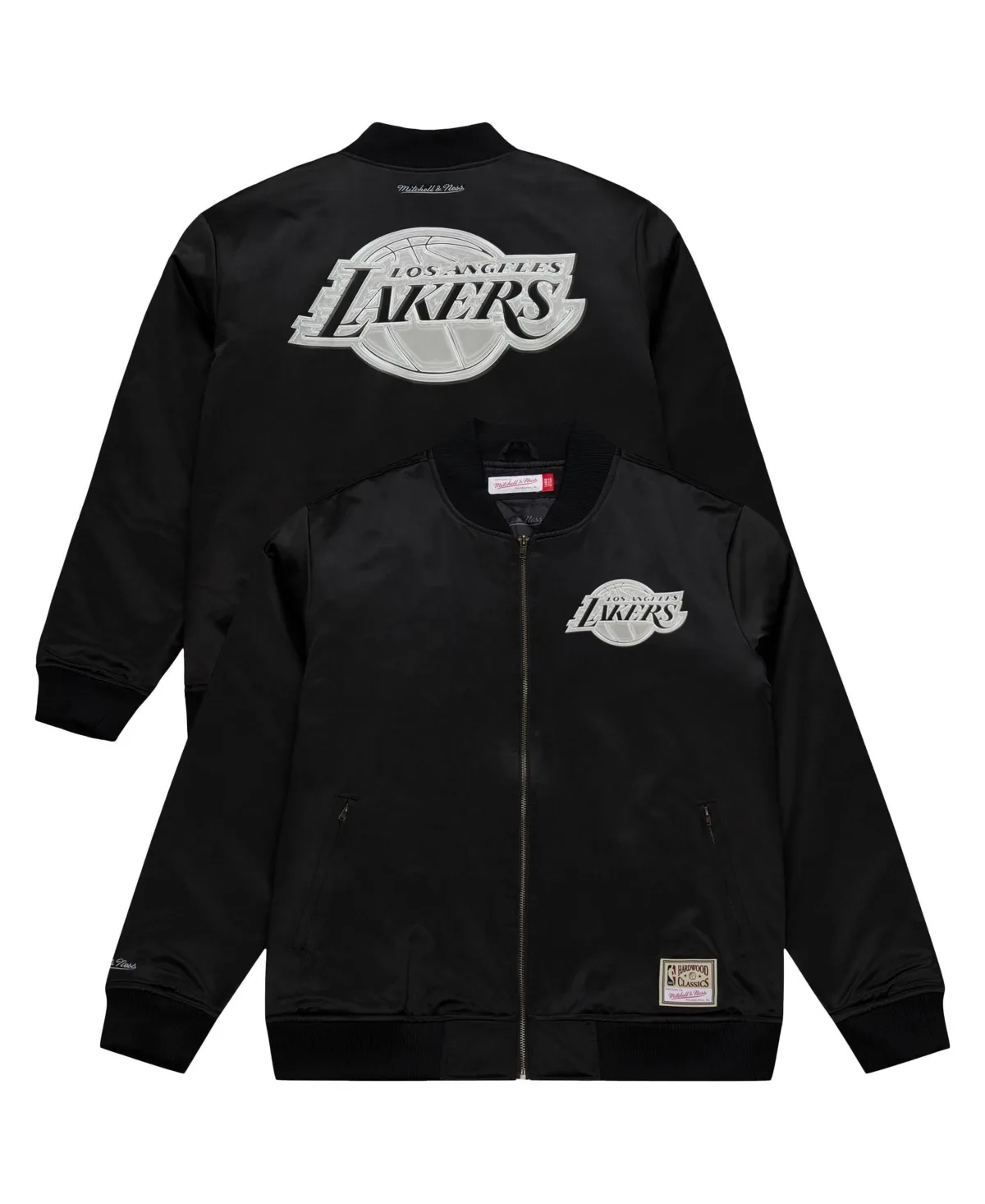 Los Angeles Lakers Chrome Satin Bomber Full-Zip Jacket by Mitchell & Ness