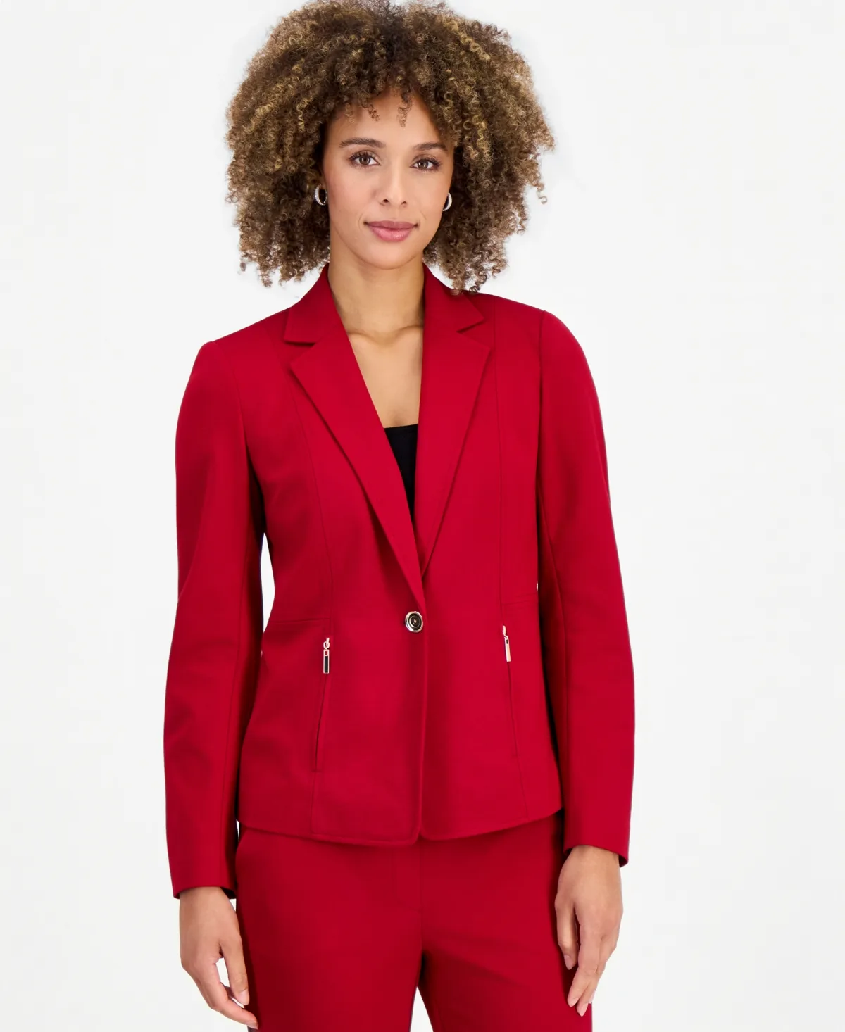 Compression One Button Zip Pocket Blazer