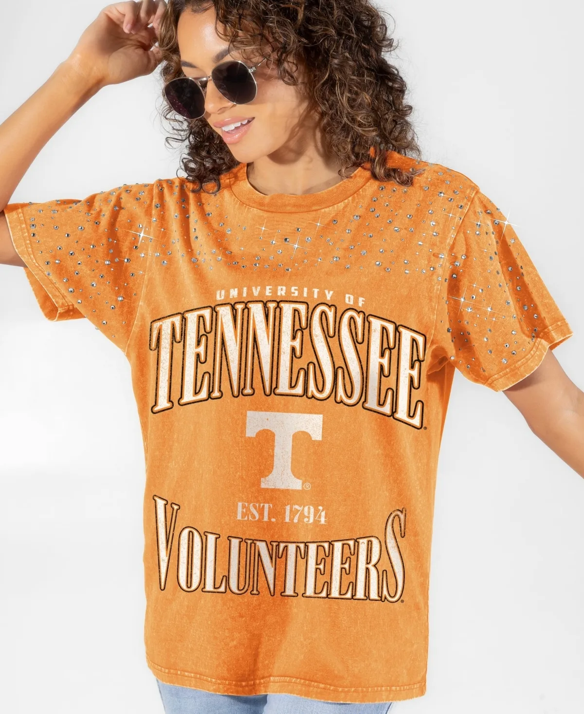 Tennessee Volunteers Sparkle Score Washed Micro Rhinestone T-Shirt