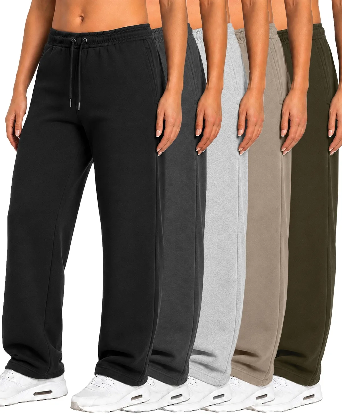 Loose-Fit Open-Bottom Tech Fleece Sweatpants, 5-Pack