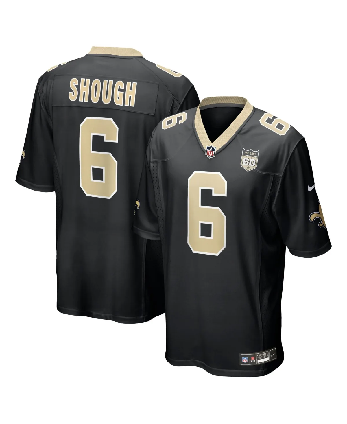 Tyler Shough New Orleans Saints Team 60th Season Patch Game Jersey by Nike