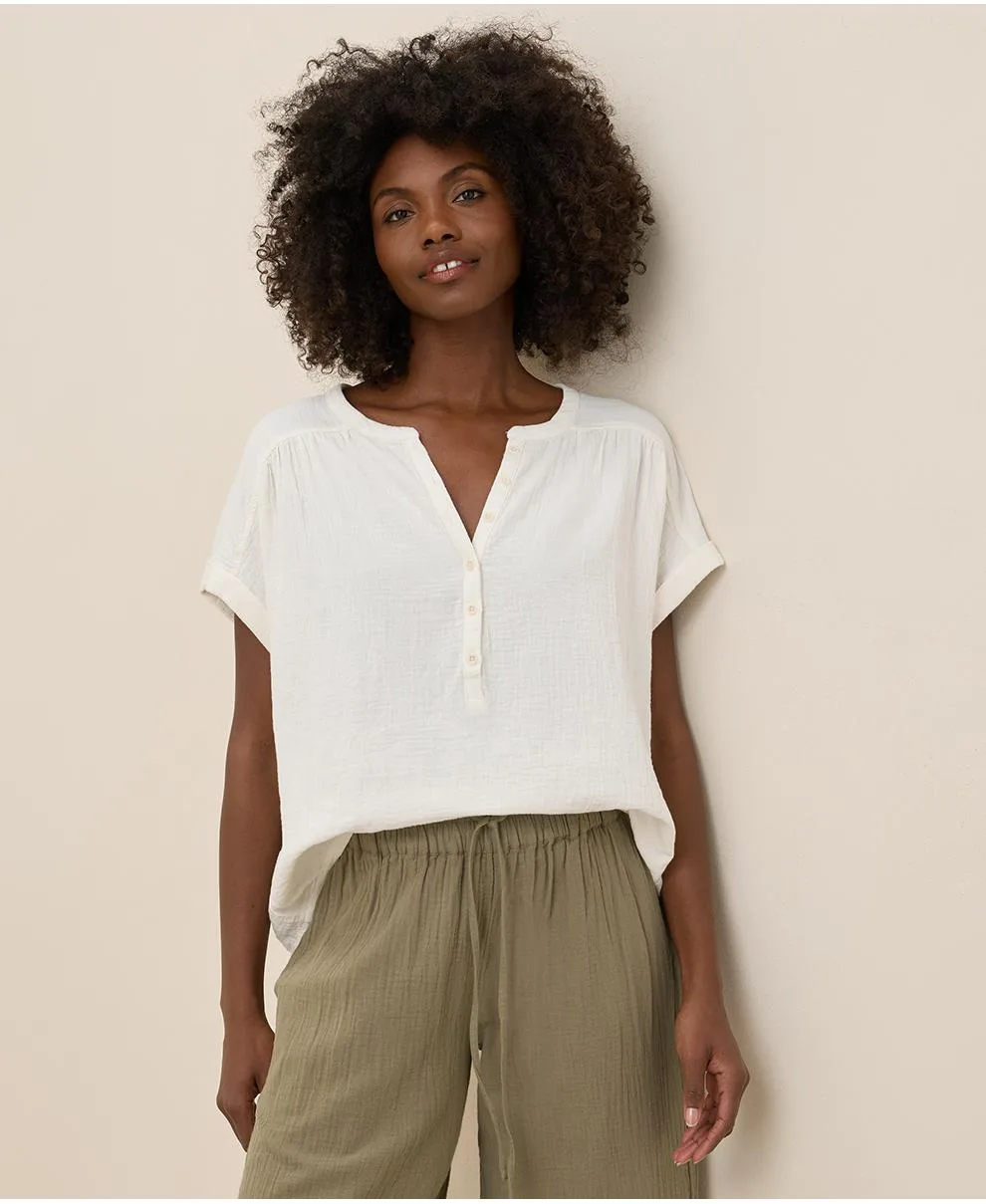 Cotton Coastal Double Gauze Short Sleeve Popover by Pact