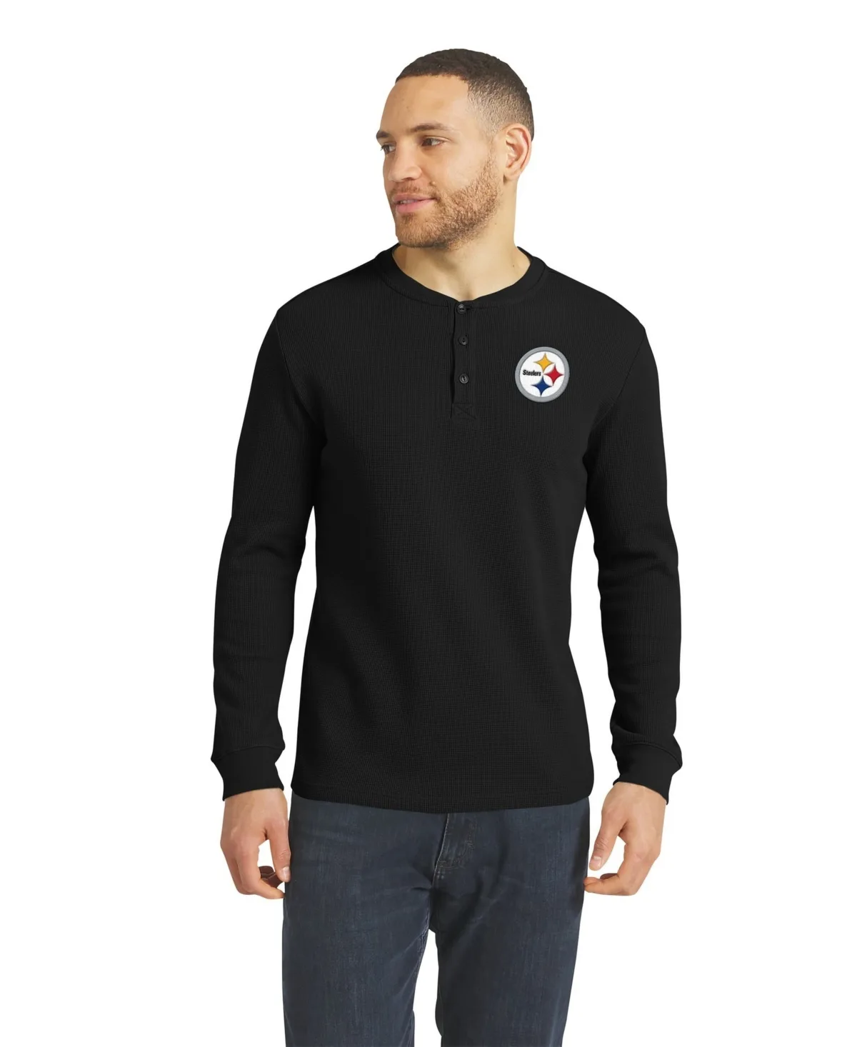Darius Rucker Collection by Fanatics Pittsburgh Steelers Waffle-Knit Henley Long-Sleeve T-Shirt by Fanatics