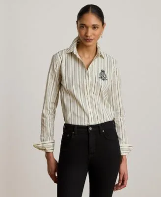 Lauren Ralph Lauren Striped Buttoned Placket Long Sleeve Shirt by Ralph Lauren