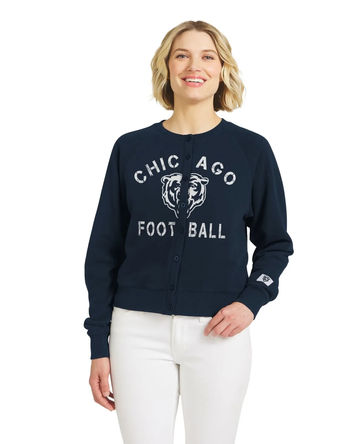 Wear by Erin Andrews Chicago Bears Heathered Crew Cardigan Sweater by Wear by Erin Andrews