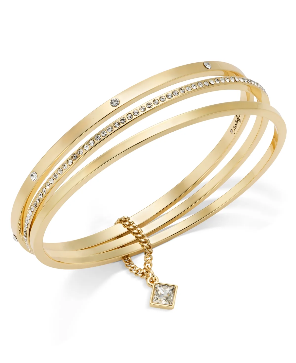 Glass Crystal Gold Tone Pave Bangle Set, 3-Piece by Karl Lagerfeld