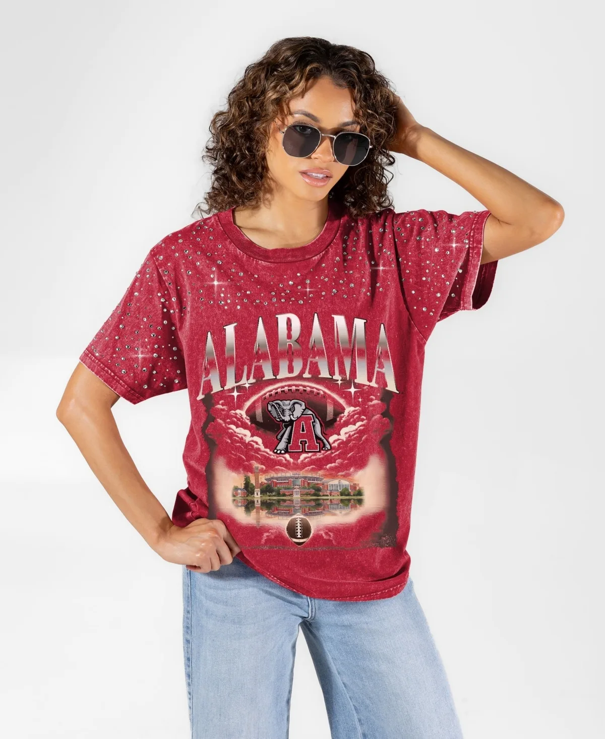 Alabama Crimson Tide Skys the Limit Washed Micro Rhinestone T-Shirt