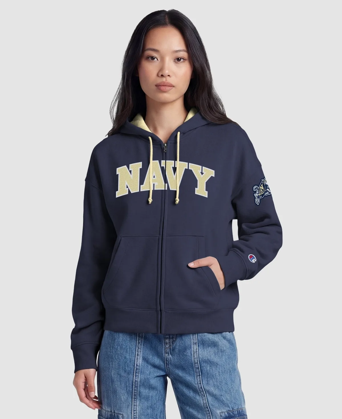 Navy Midshipmen Arch Full-Zip Fleece Hoodie