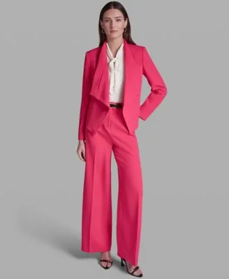 Open Front Collared Jacket Belted Wide Leg Pants by BCBG