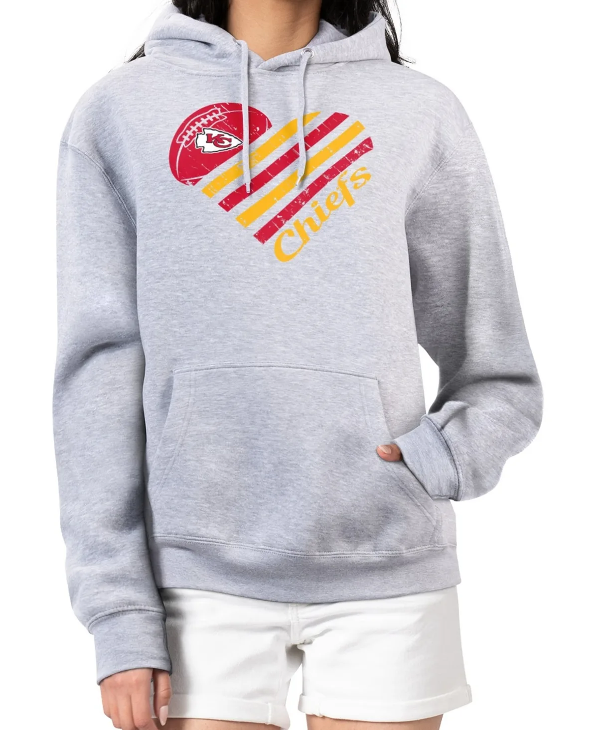 G-Iii 4Her by Carl Banks Kansas City Chiefs Heart Graphic Fleece Pullover Hoodie by G-III