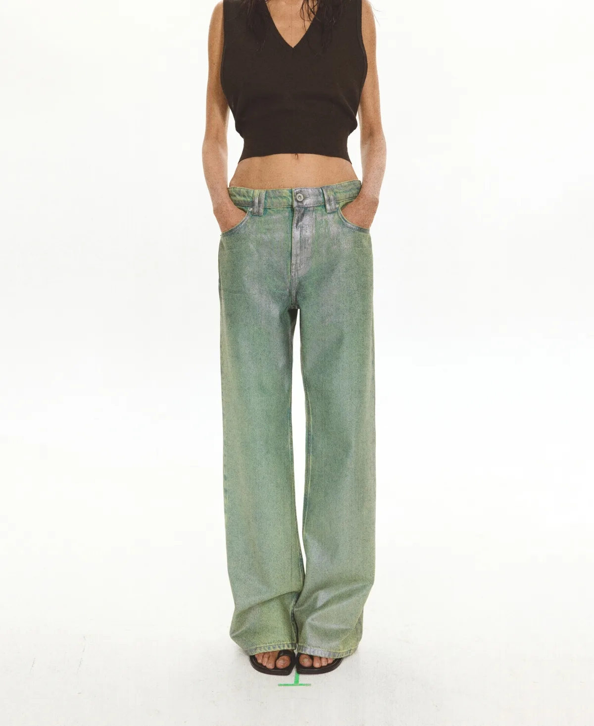Low-Rise Straight Foil Jeans by Mango