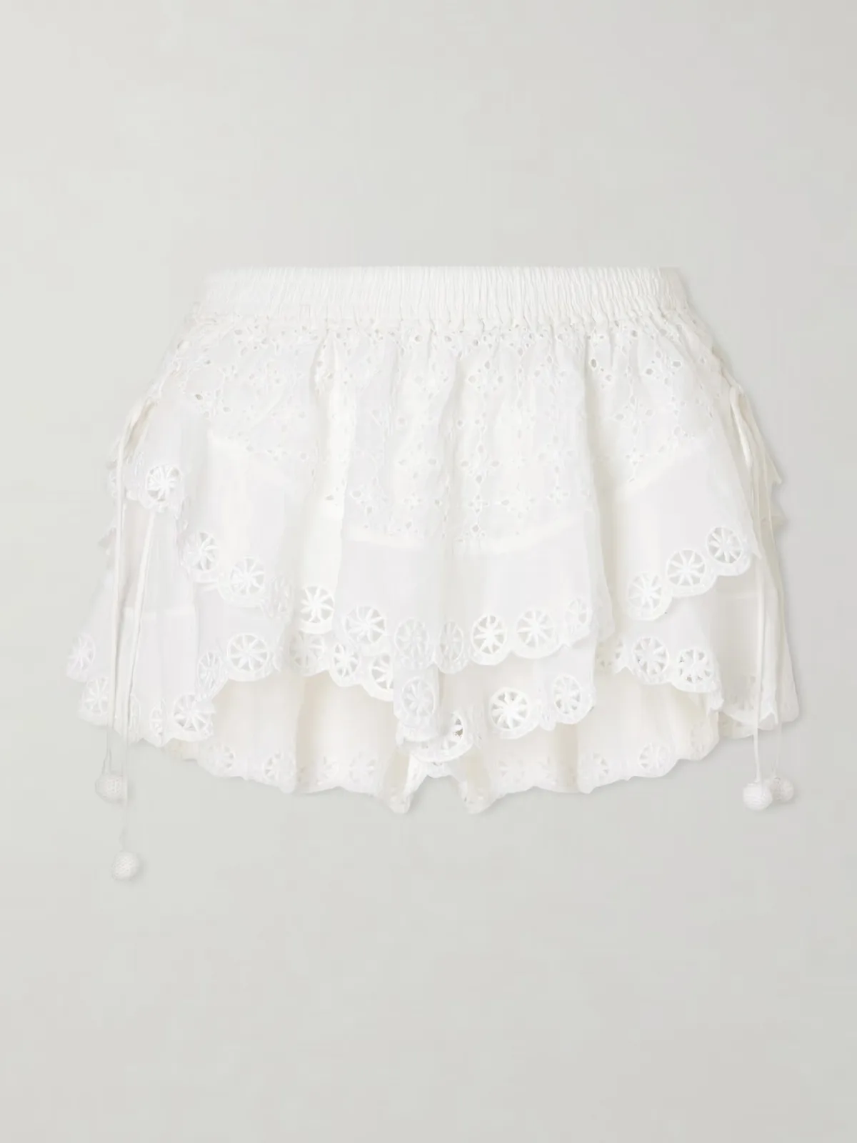 - Embroidered Cotton And Silk-blend Shorts -