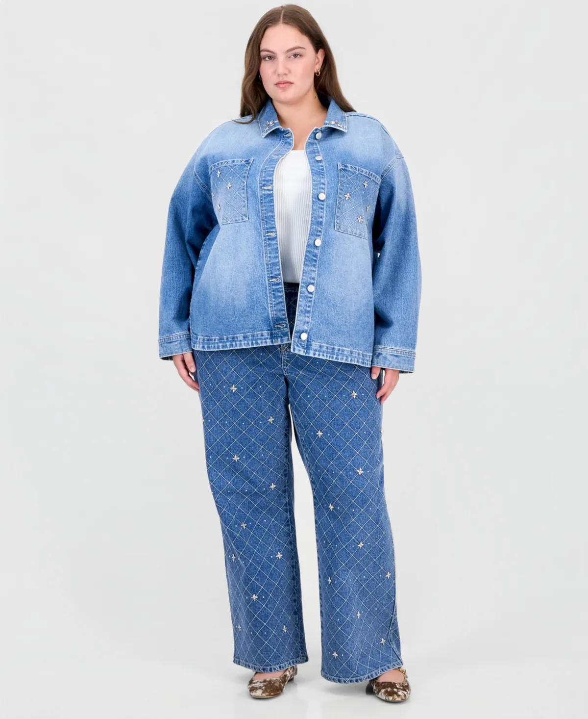 Embellished Long-Sleeve Denim Shirt by And Now This