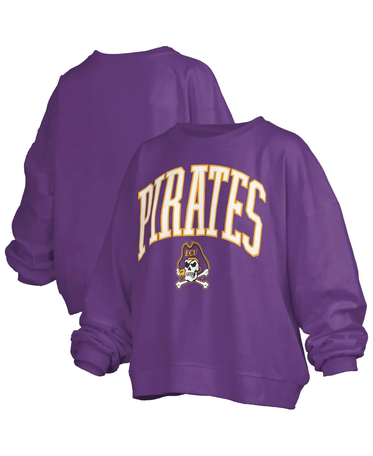ECU Pirates Oversized Janise Arch Over Logo Fleece Sweatshirt by Pressbox
