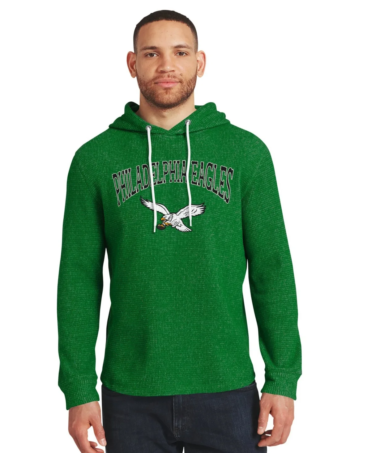 Darius Rucker Collection by Fanatics Philadelphia Eagles Waffle Knit Hooded Tri-Blend Long-Sleeve T-Shirt by Fanatics