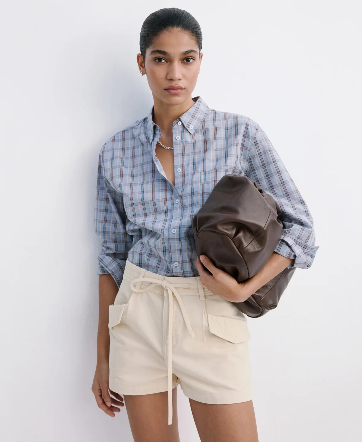 Mid-Rise Flap Pockets Denim Shorts, 2.36 Inseam by Mango