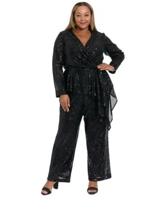 Sequin Long Sleeve Twist Wrap Top Pull on Pants by Muse