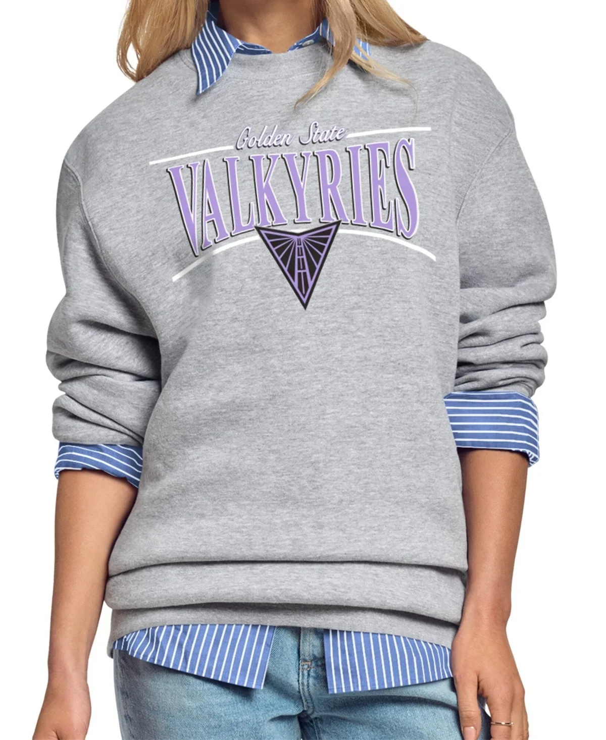 Golden State Valkyries Arch Stripe Fleece Crewneck Sweatshirt by Starter