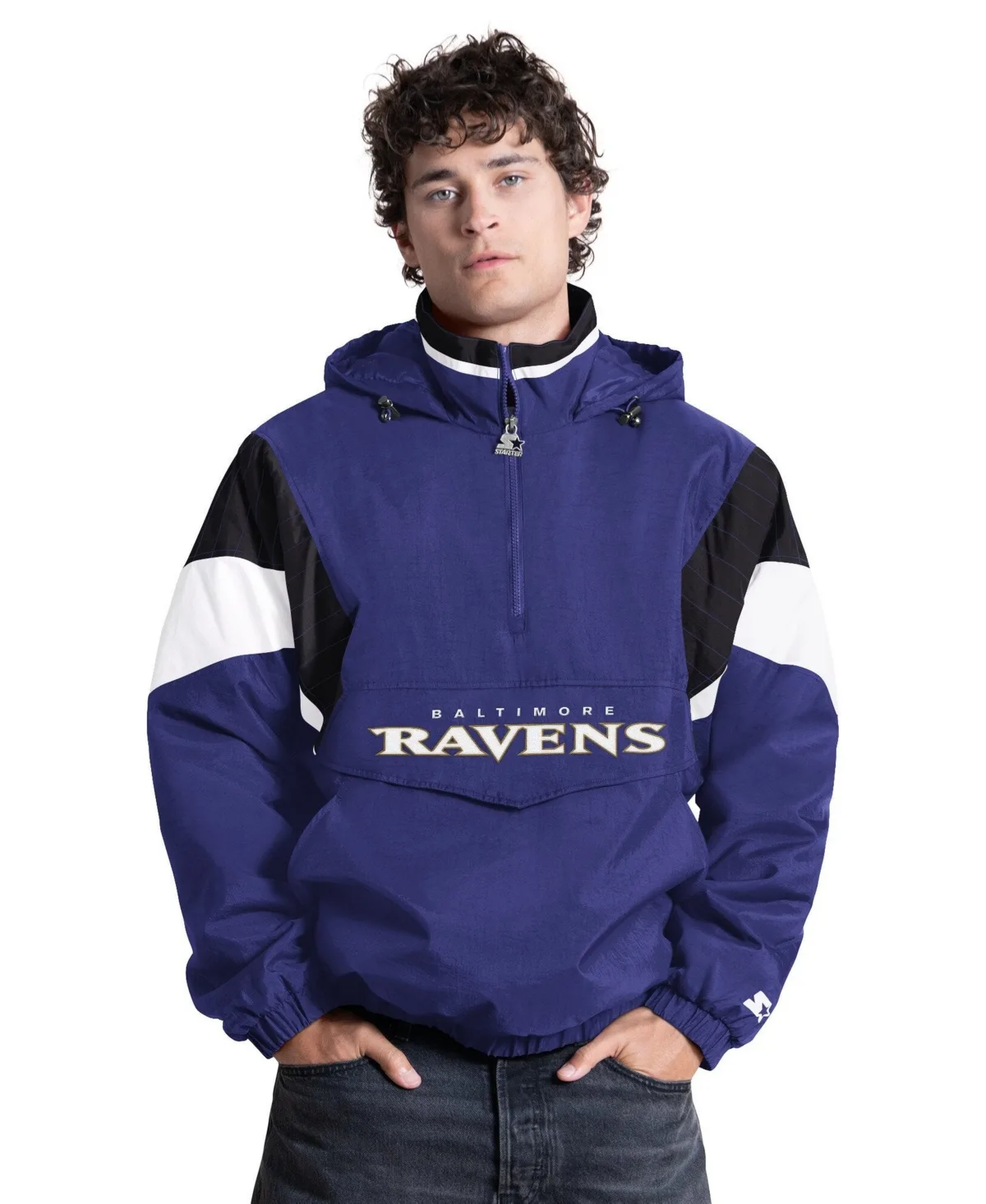 Baltimore Ravens the Throwback Half-Zip Hooded Jacket