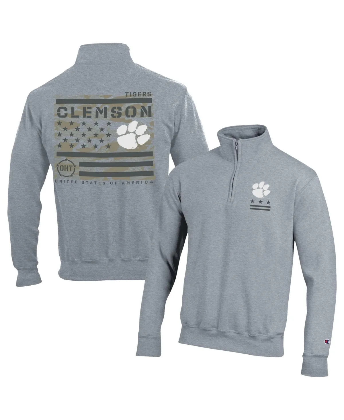 Clemson Tigers Operation Hat Trick Flag Powerblend Fleece Quarter-Zip Pullover by Champion