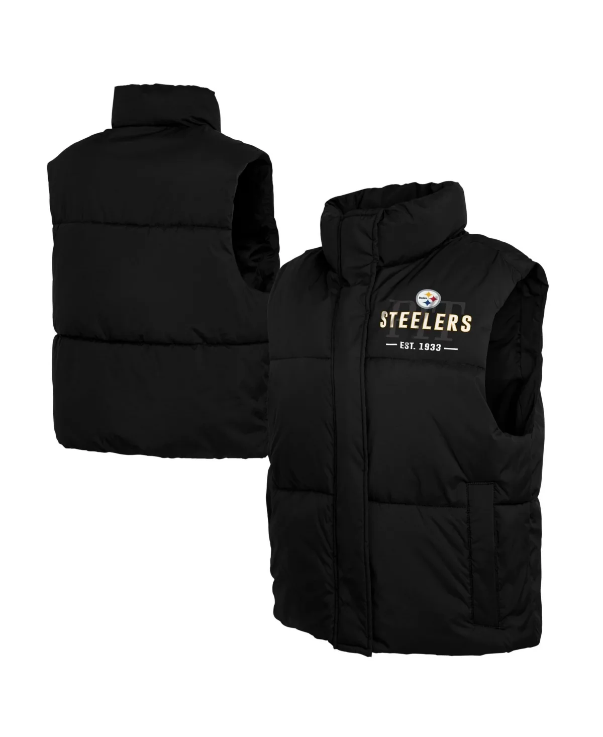 Pittsburgh Steelers Cropped Puffer Full-Zip Vest by Wear by Erin Andrews