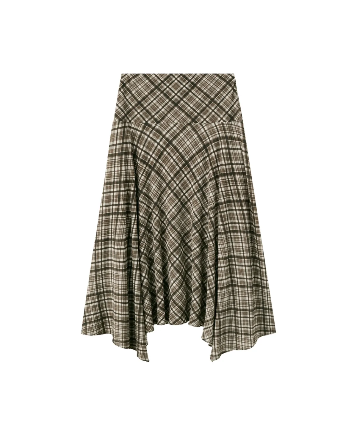 Plaid Asymmetric Midi Skirt by Mango