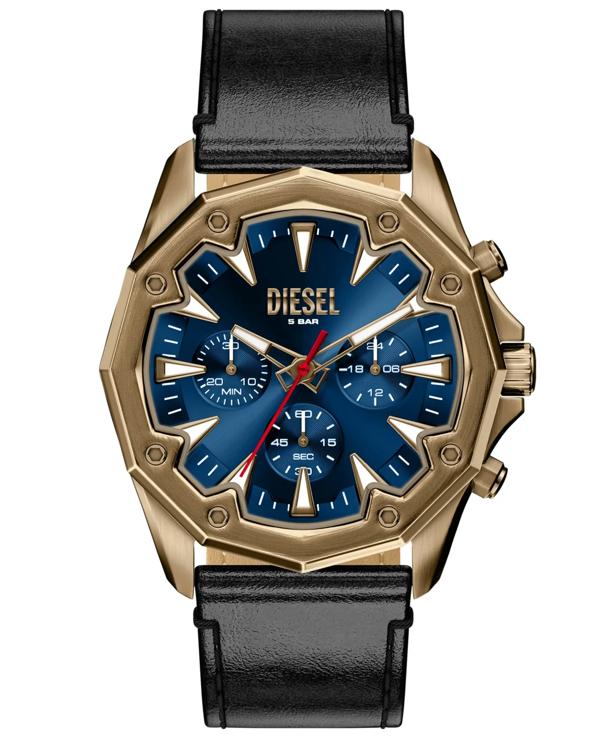 Quartz Stinger Chronograph Leather Watch 46mm by Diesel