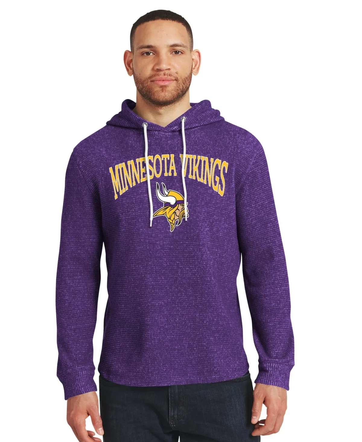 Darius Rucker Collection by Fanatics Minnesota Vikings Waffle Knit Hooded Tri-Blend Long-Sleeve Sweatshirt
