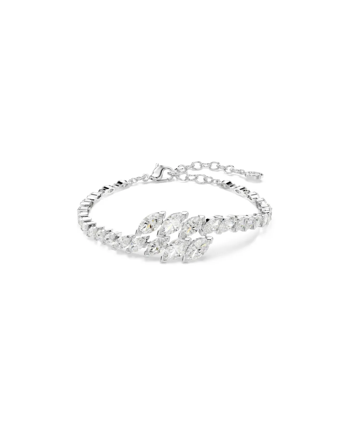Zirconia Rhodium-Plated Marquise Adjustable Bracelet