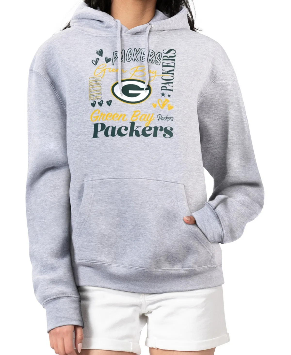 G-Iii 4Her by Carl Banks Green Bay Packers Collage Graphic Fleece Pullover Hoodie