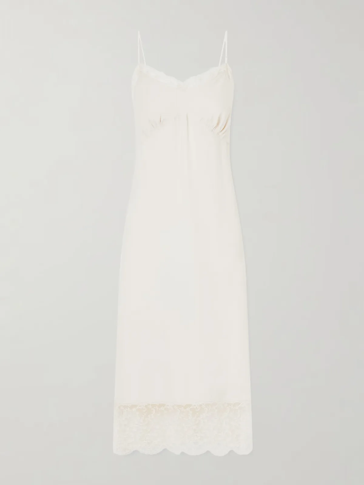 - Lace-trimmed Crepe De Chine Midi Dress -