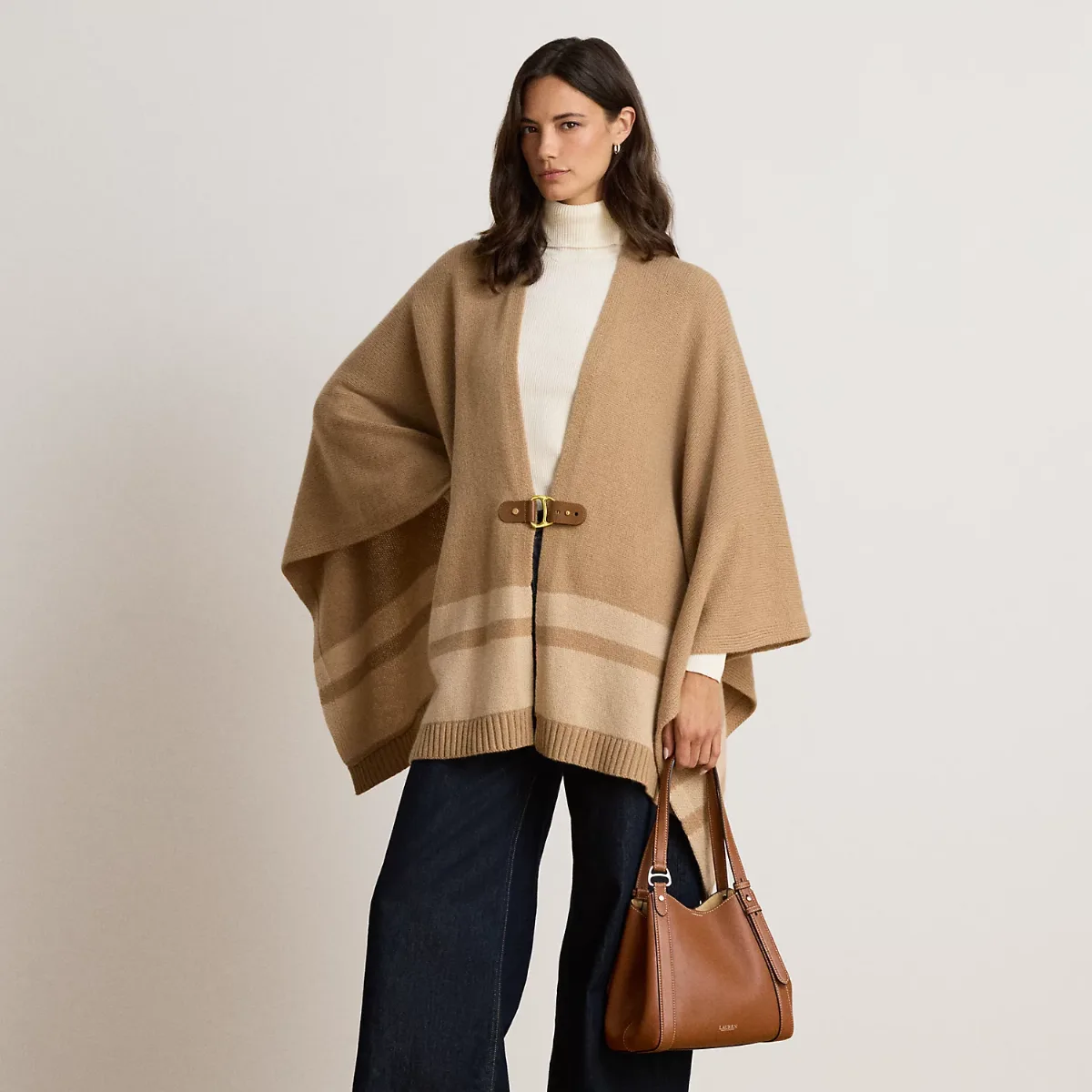 Buckle-Trim Wool-Cashmere Jumper Poncho by Lauren Ralph Lauren