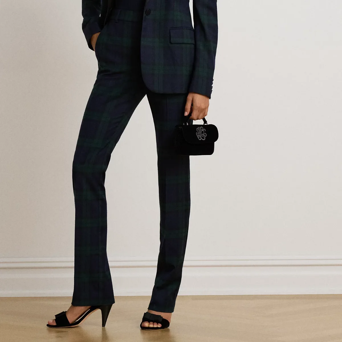 Black Watch Plaid Twill Trousers by Lauren Ralph Lauren