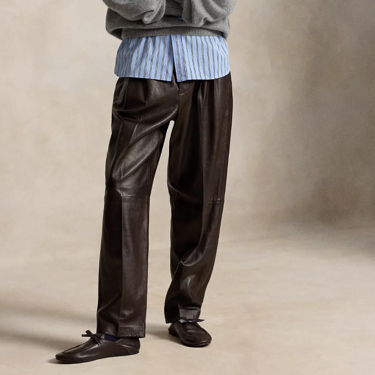 Belted Leather Pleated Trouser by Polo Ralph Lauren