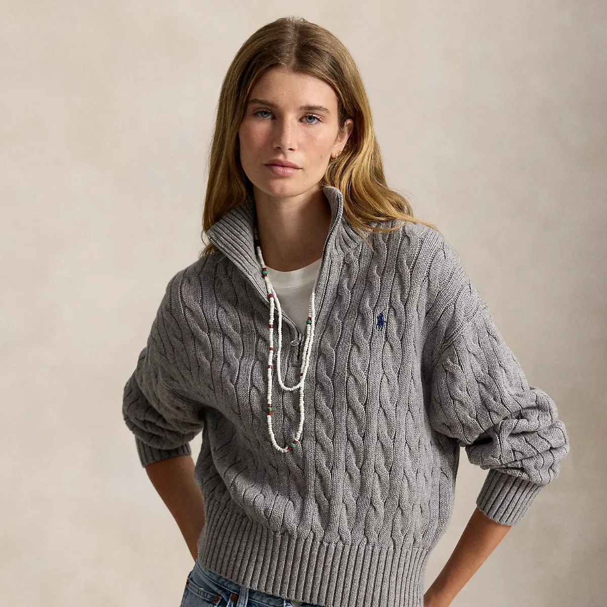 Cable-Knit Cotton Half-Zip Jumper by Polo Ralph Lauren