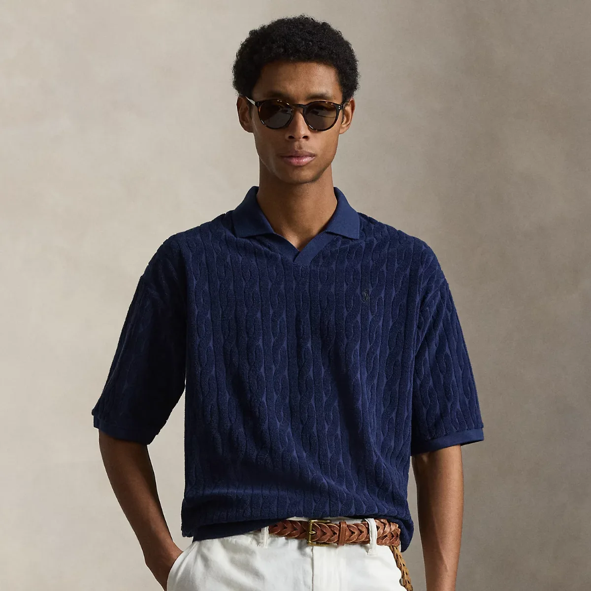 Relaxed Fit Cabled Terry Polo Shirt by Polo Ralph Lauren