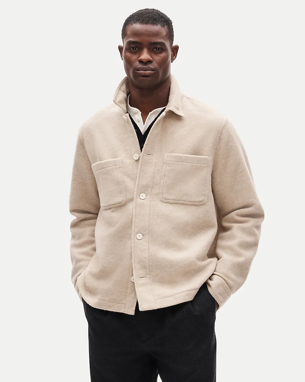 Straight-Hem Shirt-Jacket in Brushed Chamois by J.Crew