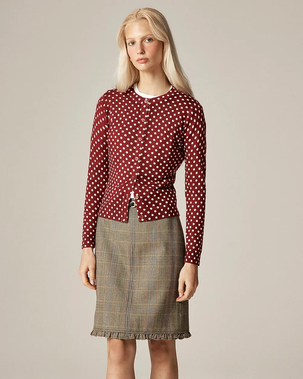 Carolyn Cardigan in Polka-Dot Merino Wool by J.Crew