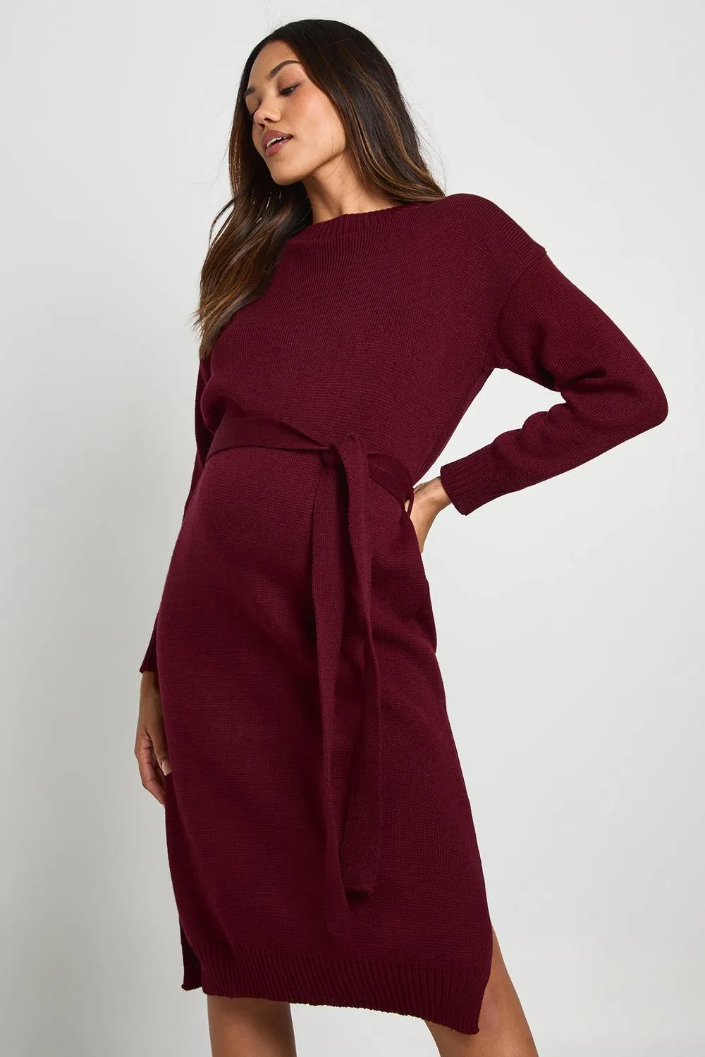 Crew Neck Jumper Midi Dress by boohoo