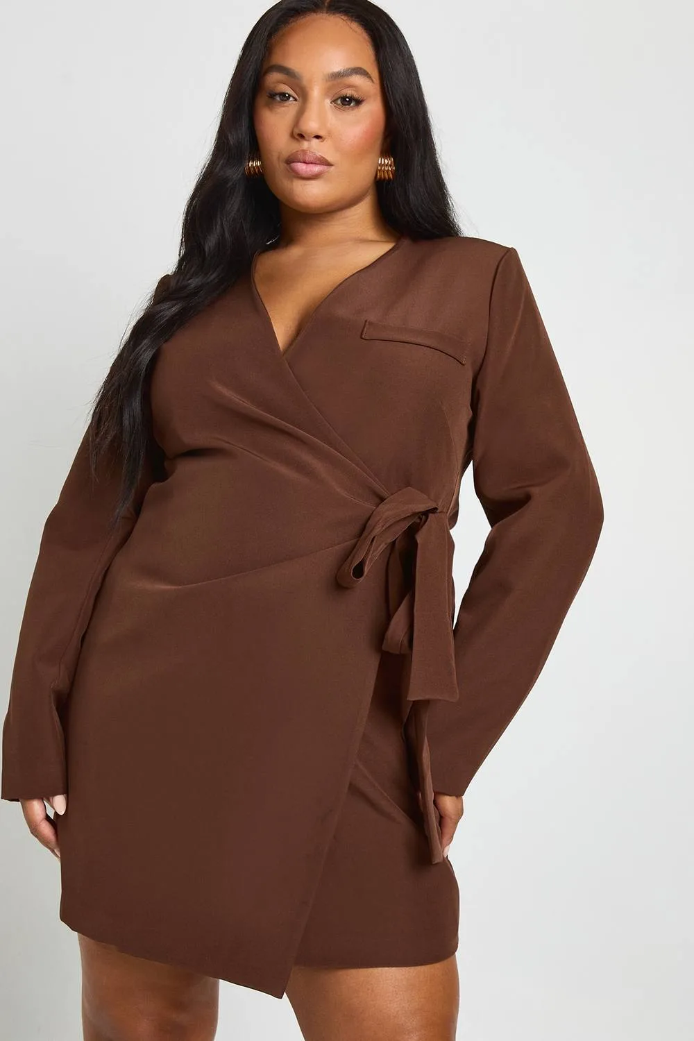 Tie Side Wrap Tailored Dress by boohoo