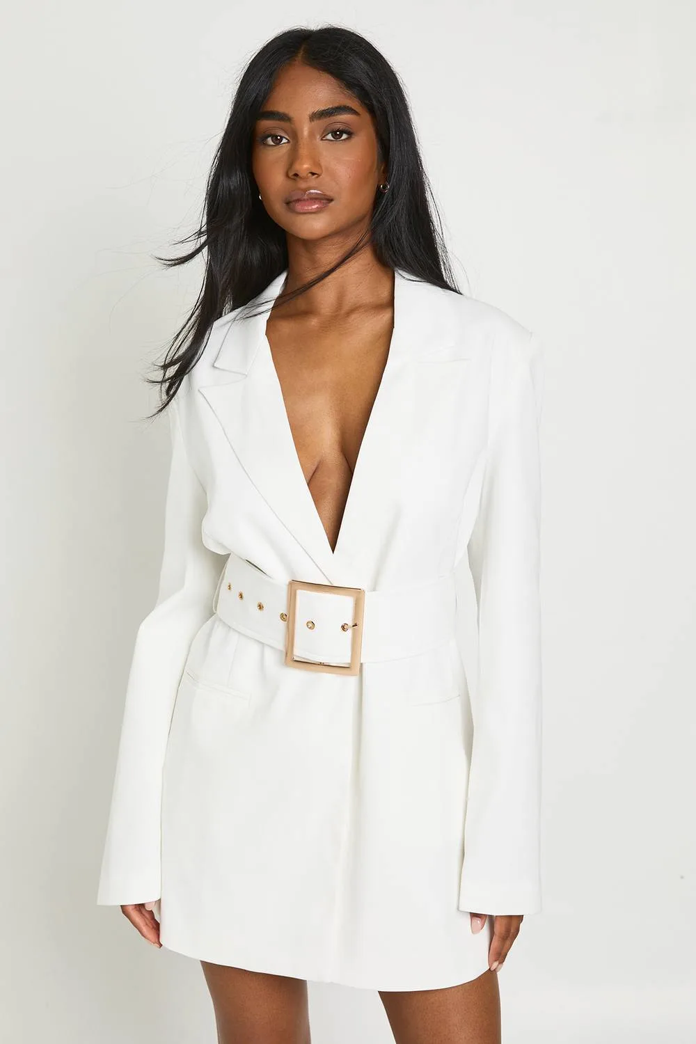 Oversized Buckle Detail Tailored Blazer Dress by boohoo