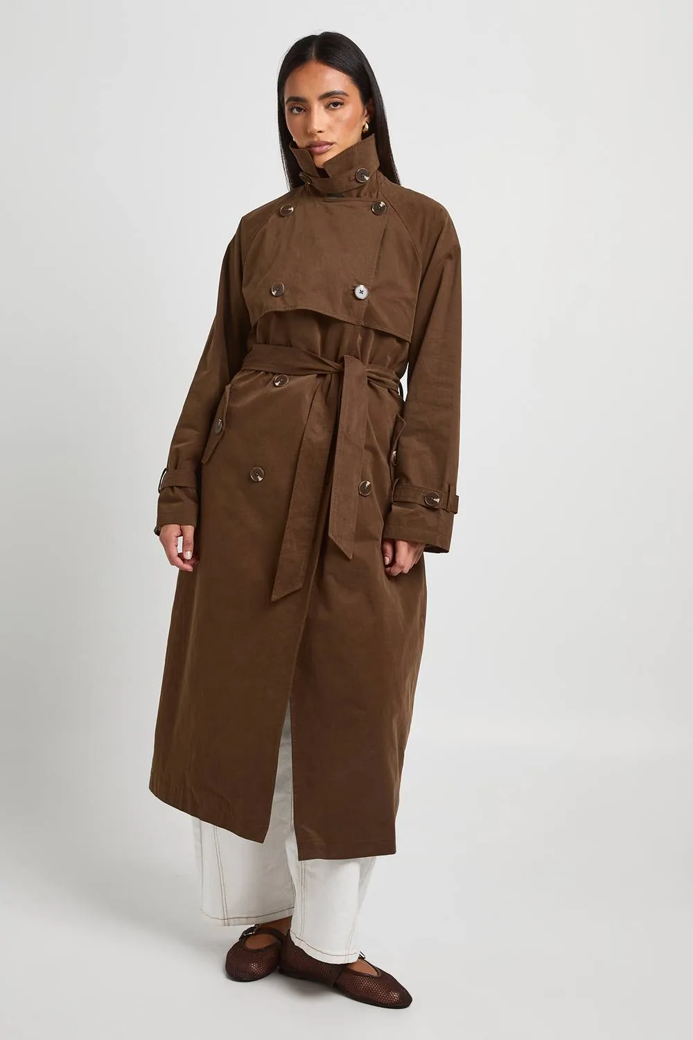 Belted Double Breasted Trench Coat by boohoo