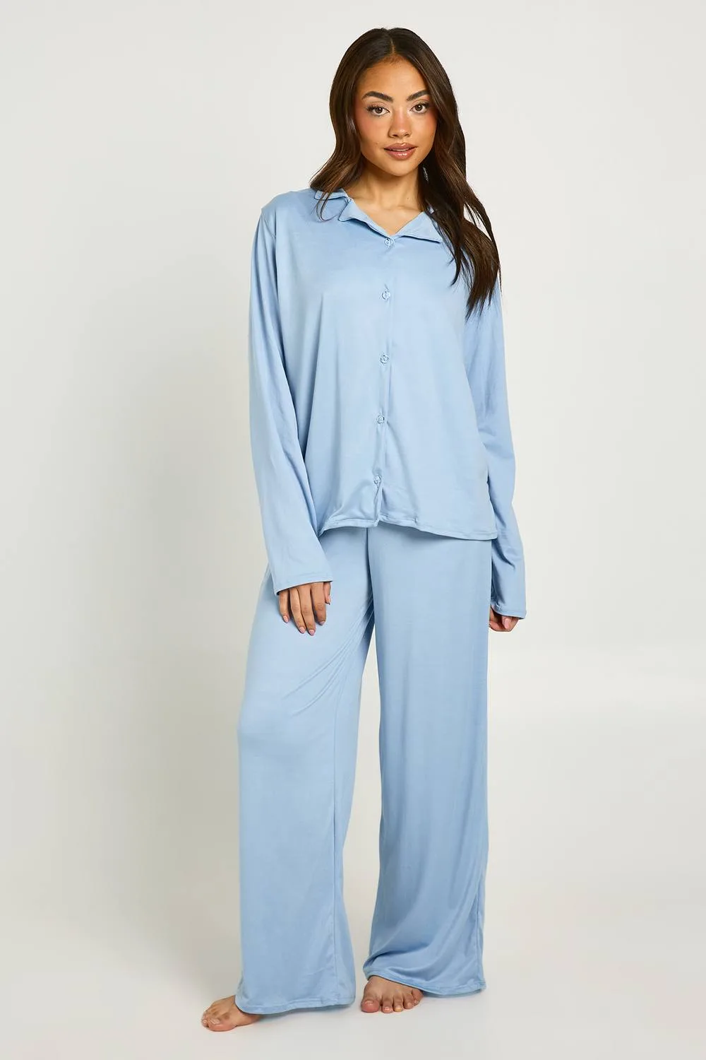 Soft Jersey Long Sleeve Top & Trousers Pyjama Set by boohoo